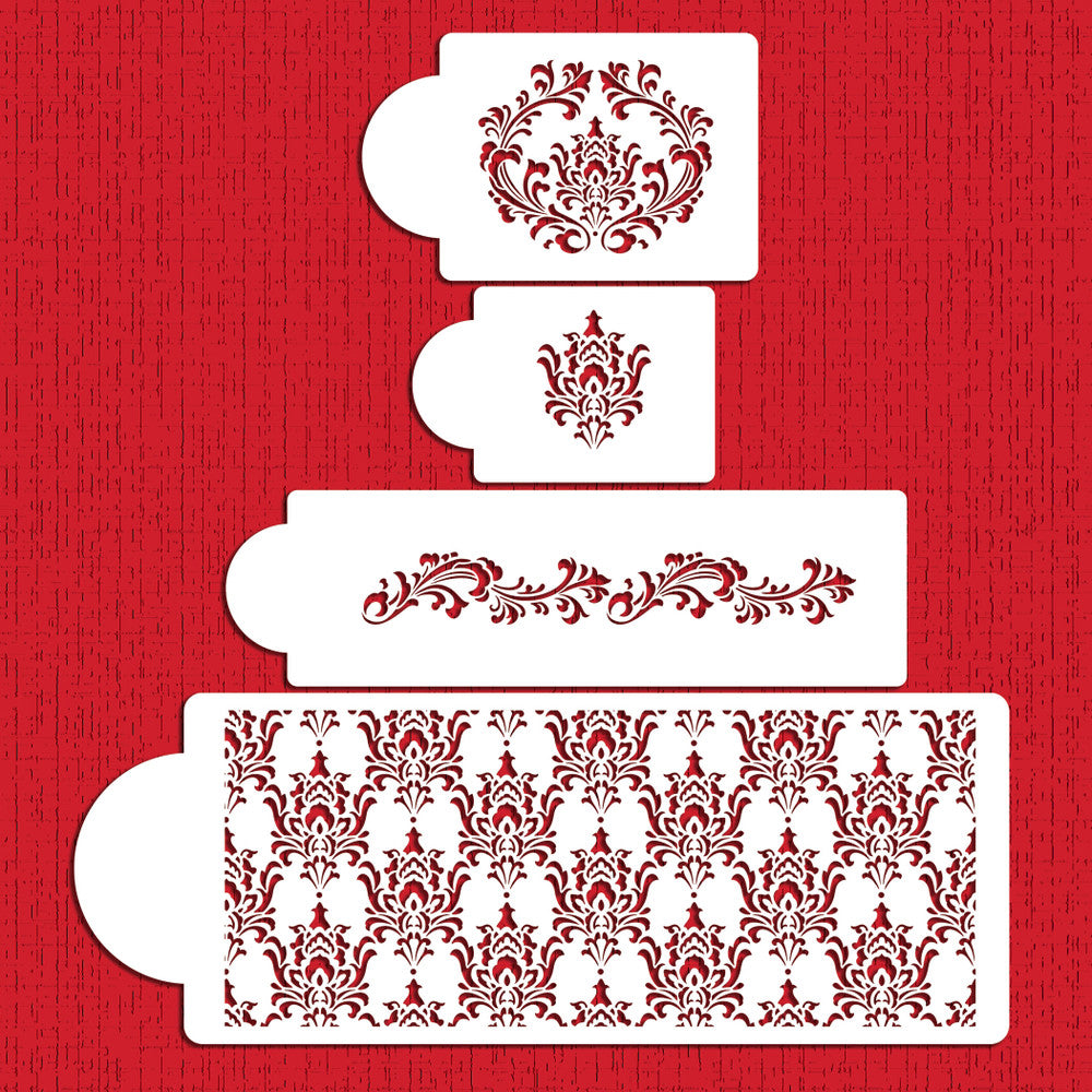 Filigree Damask Wedding Stencil Set