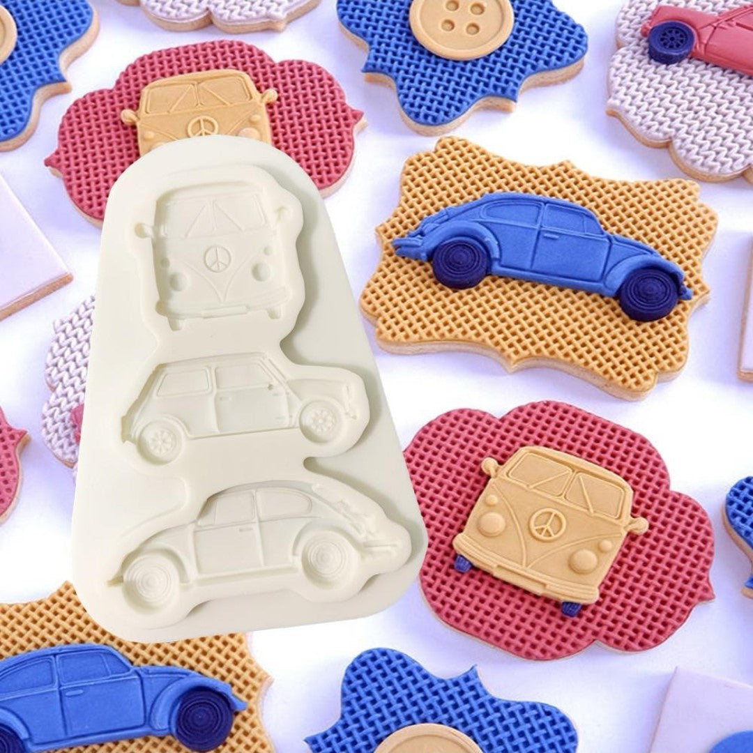 Groovy Car Trio  Silicone Mold