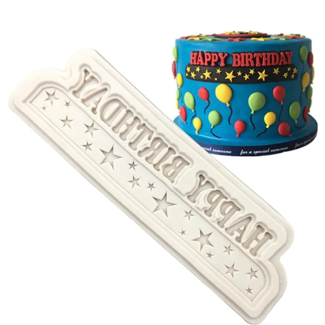 Happy Birthday Stars Banner Silicone Mold