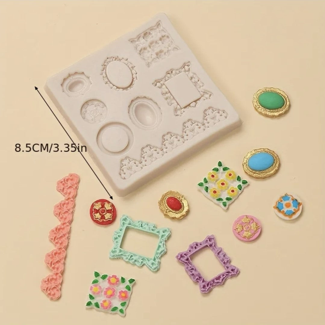 Vintage Baroque Frames & Buttons - Silicone Mold