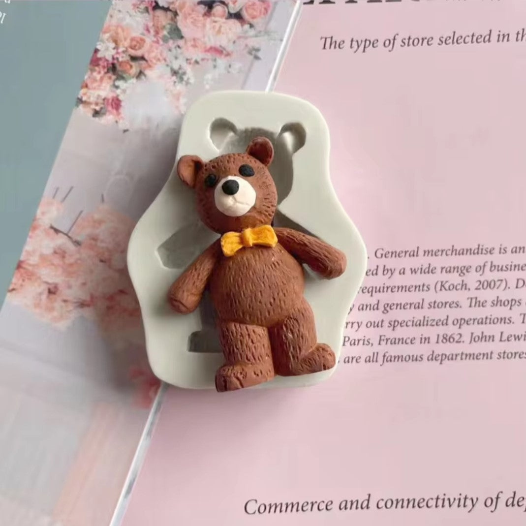 Teddy Bear With Bow Silicone Mold