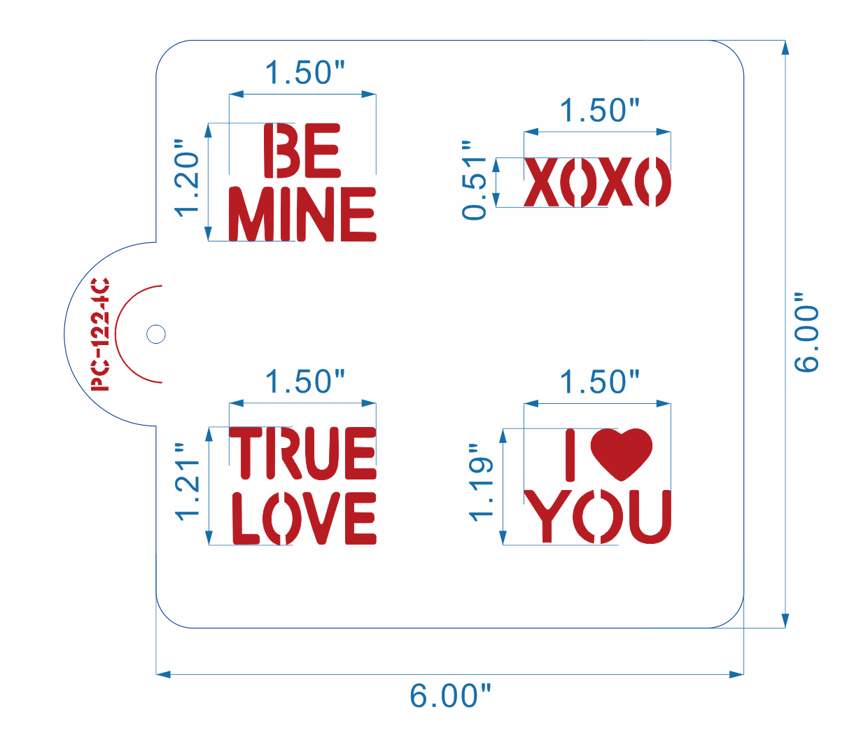 Be Mine Xoxo Love I love You Stencil