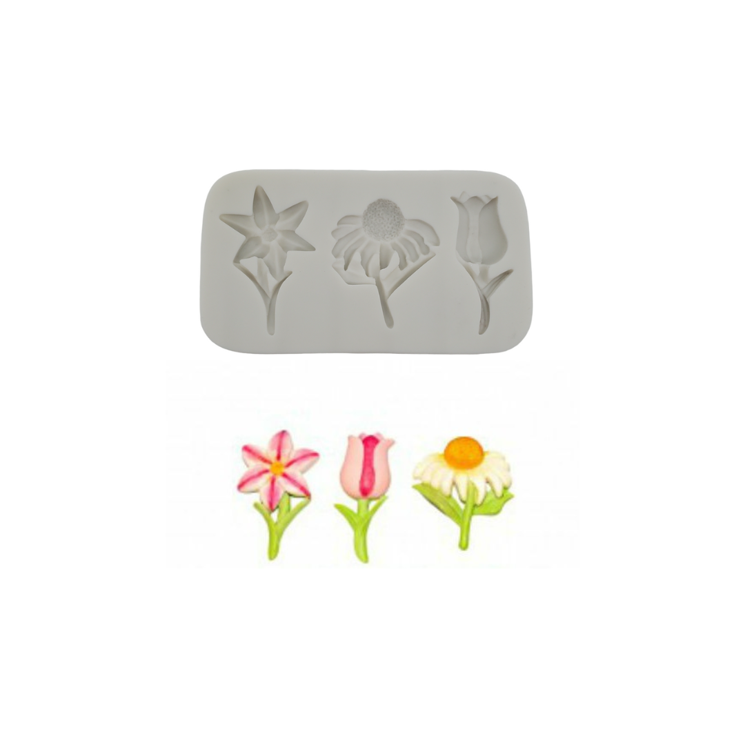 Lily, Tulip &amp; Daisy Flowers - Silicone Mold