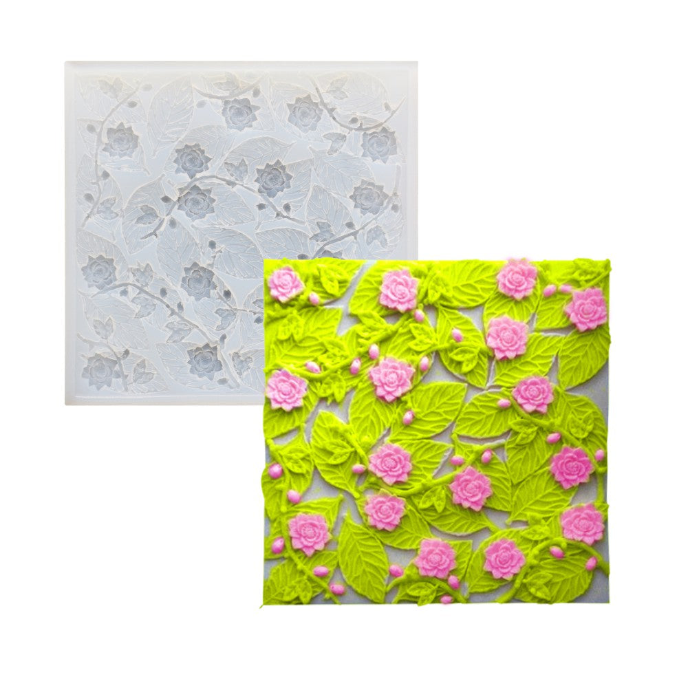 Rose Flower Petals Embossed Silicone Mold for Polymer Clay