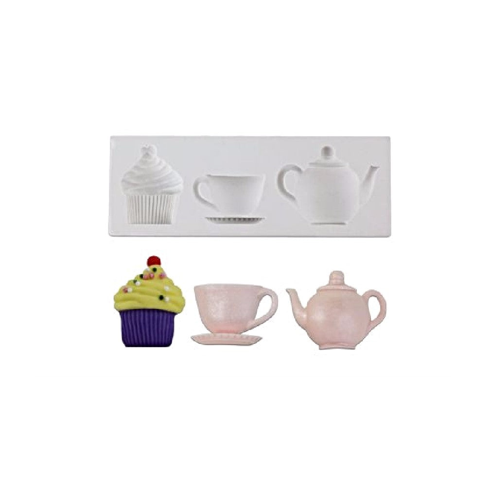 Teacups Set of Silicone Cupcake Baking Molds With 4 Silicone Tea