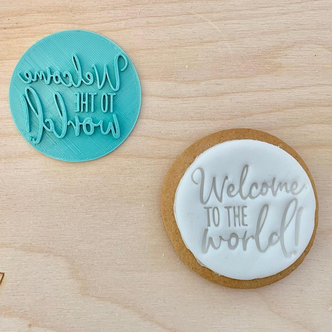 Welcome To The World Cookie Embosser Stamp