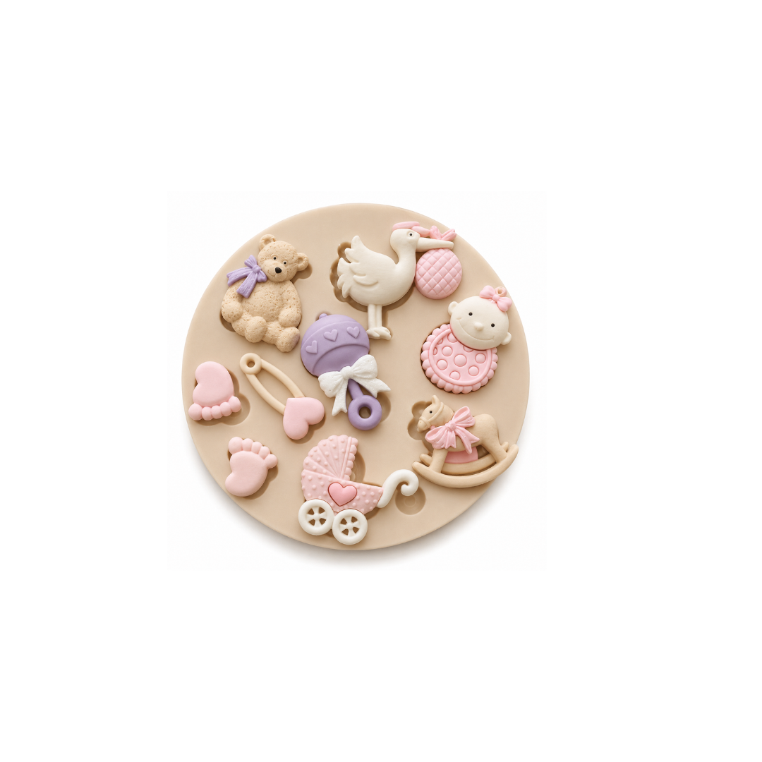 Baby Shower Rocking Horse Stork Silicone Mold