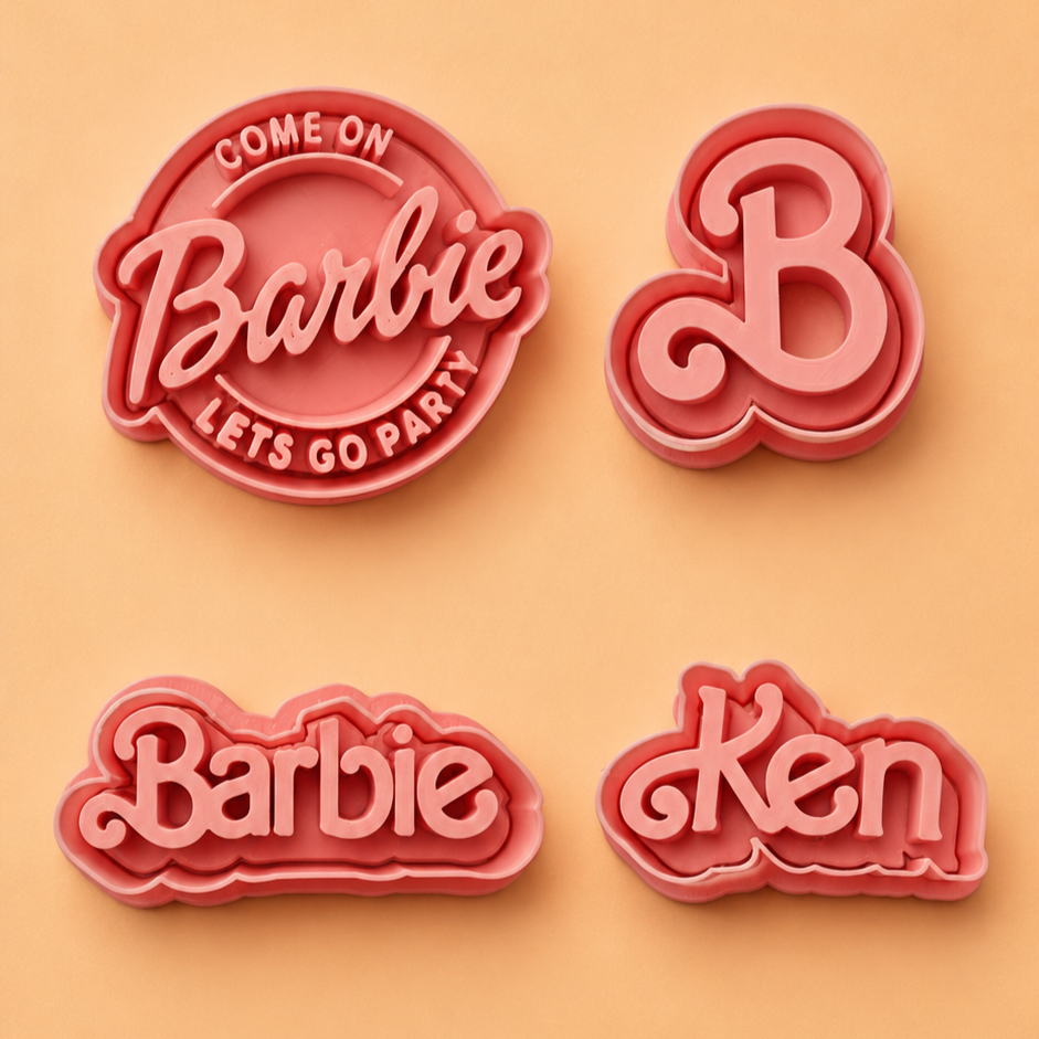 Barbie Doll Logos - Cookie Cutter Stamp 2-Pc. Set