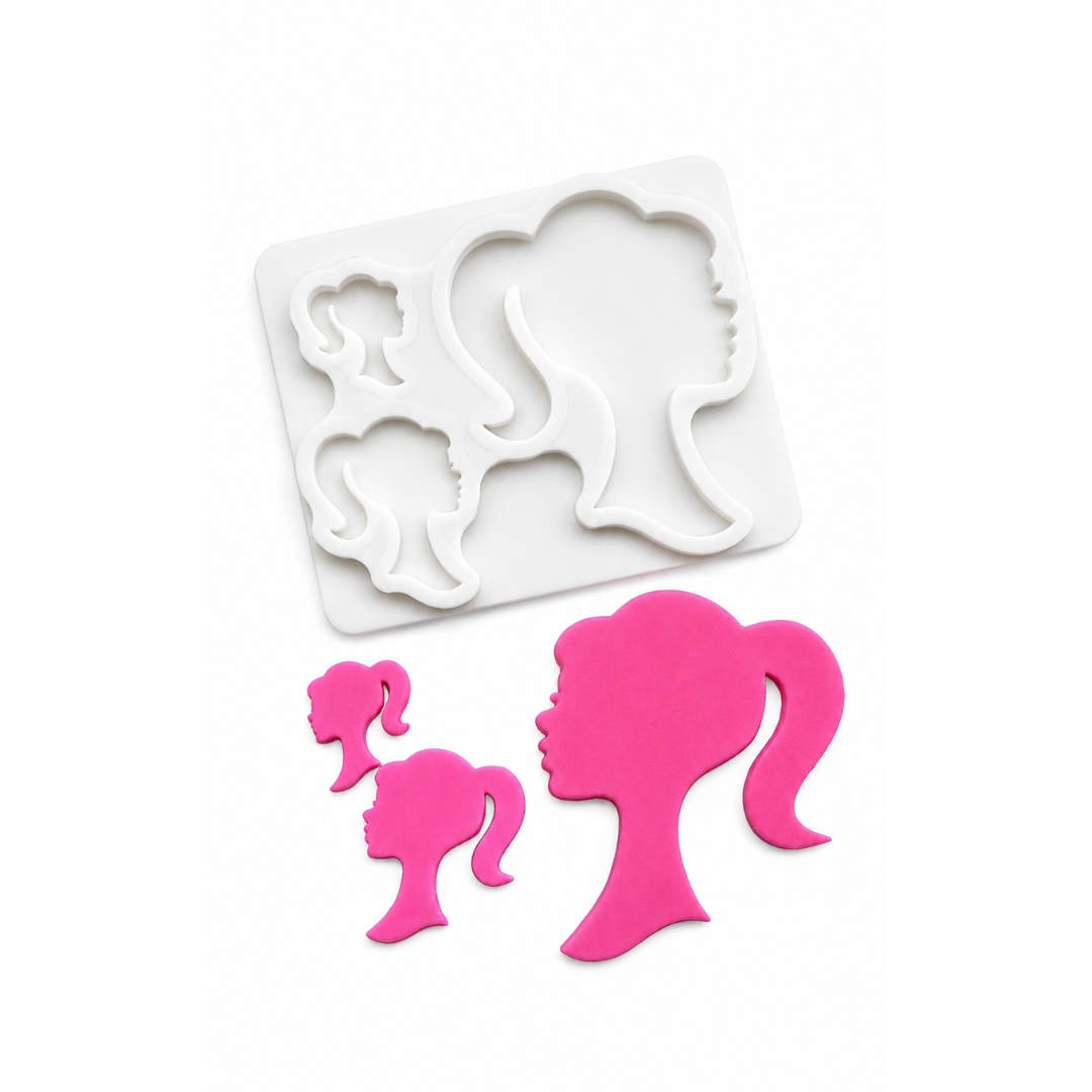 Barbie Doll Silhouette 3-Cavity - Silicone Mold