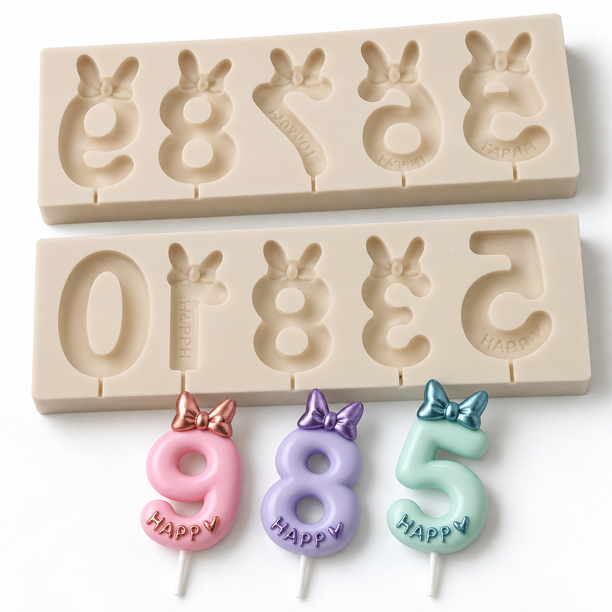 Large Numbers Minnie Mousse Bow - Silicone Mold 
