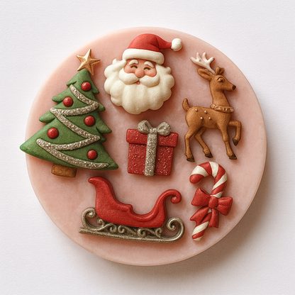 Christmas Santa Claus, Tree, Sleigh, Deer - Silicone Mold