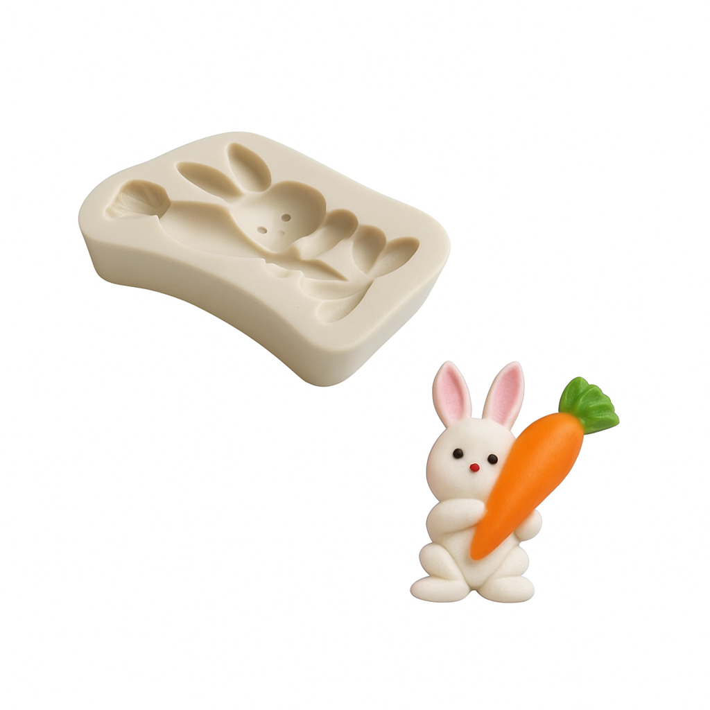 Easter Bunny With Carrot Fondant Chocolate Resin Silicone Mold