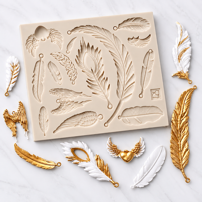 Assorted Feathers &amp; Angel Wings - Silicone Mold