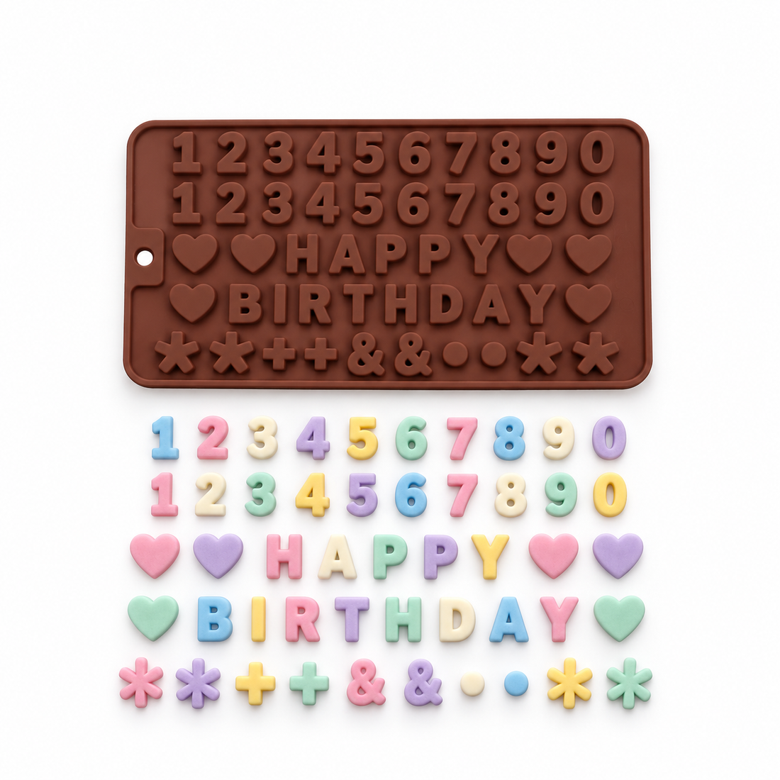 Happy Birthday &amp; Numbers - Chocolate Silicone Mold