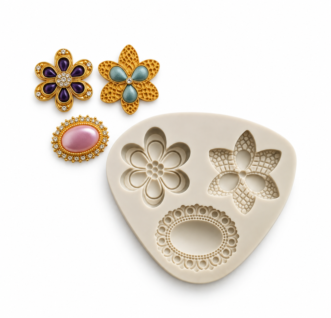 Jewelry Cameo Brooch Flower - Silicone Mold