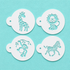 zebra, giraffe, monkey, lion stencil