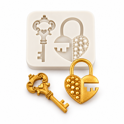 Key Heart Lock Silicone Mold