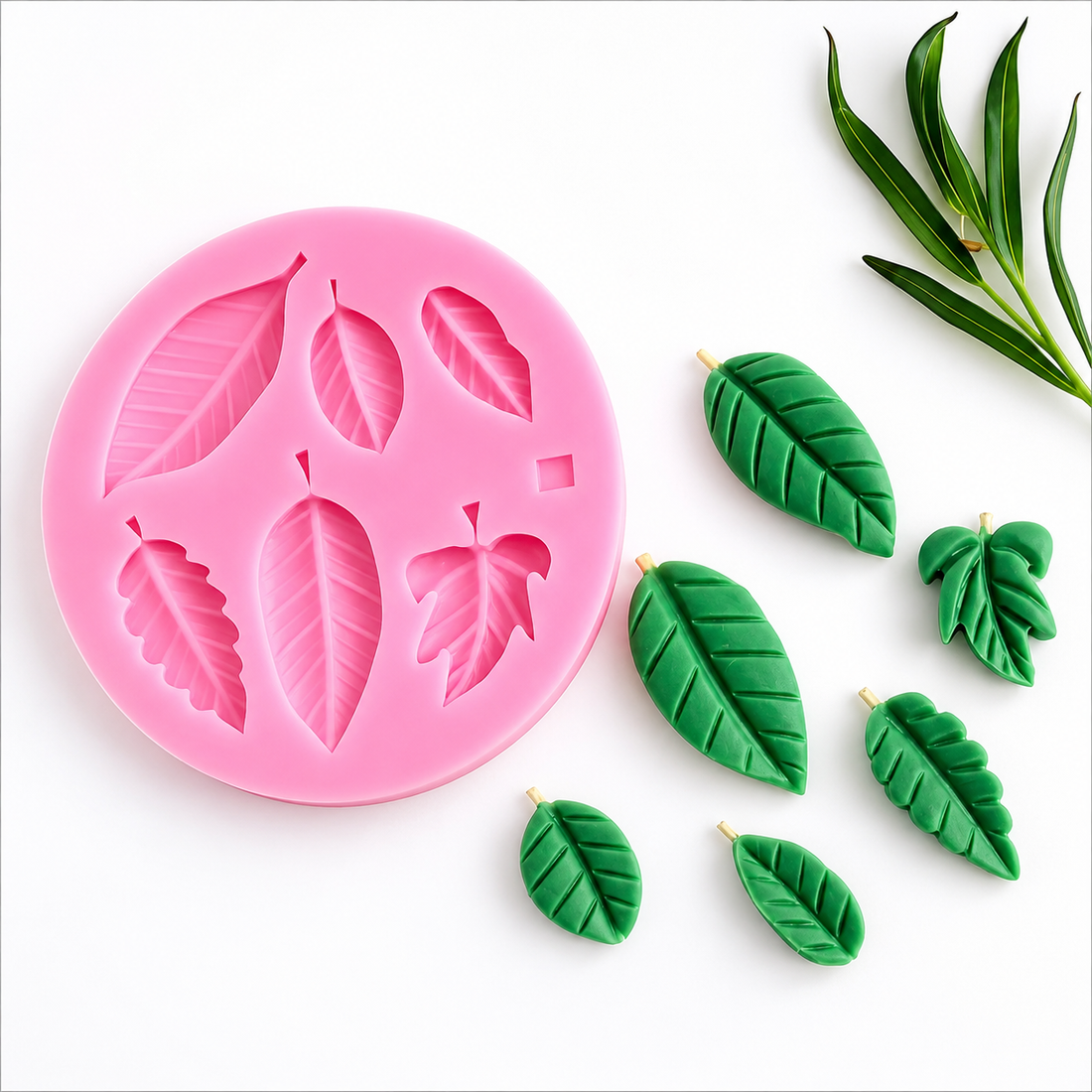 Rose &amp; Maple Leaves - Silicone Mold