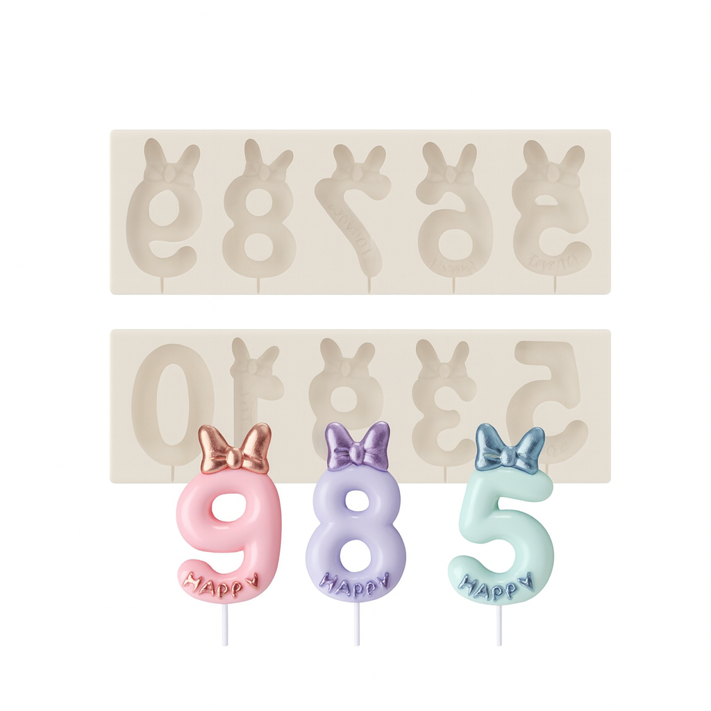 Numbers Minnie Mousse Bow - Silicone Mold 2-Pc. Set