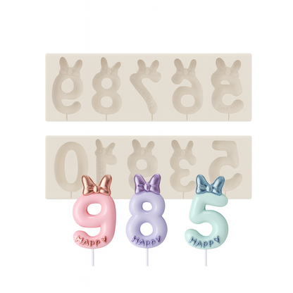 Numbers Minnie Mousse Bow - Silicone Mold 2-Pc. Set