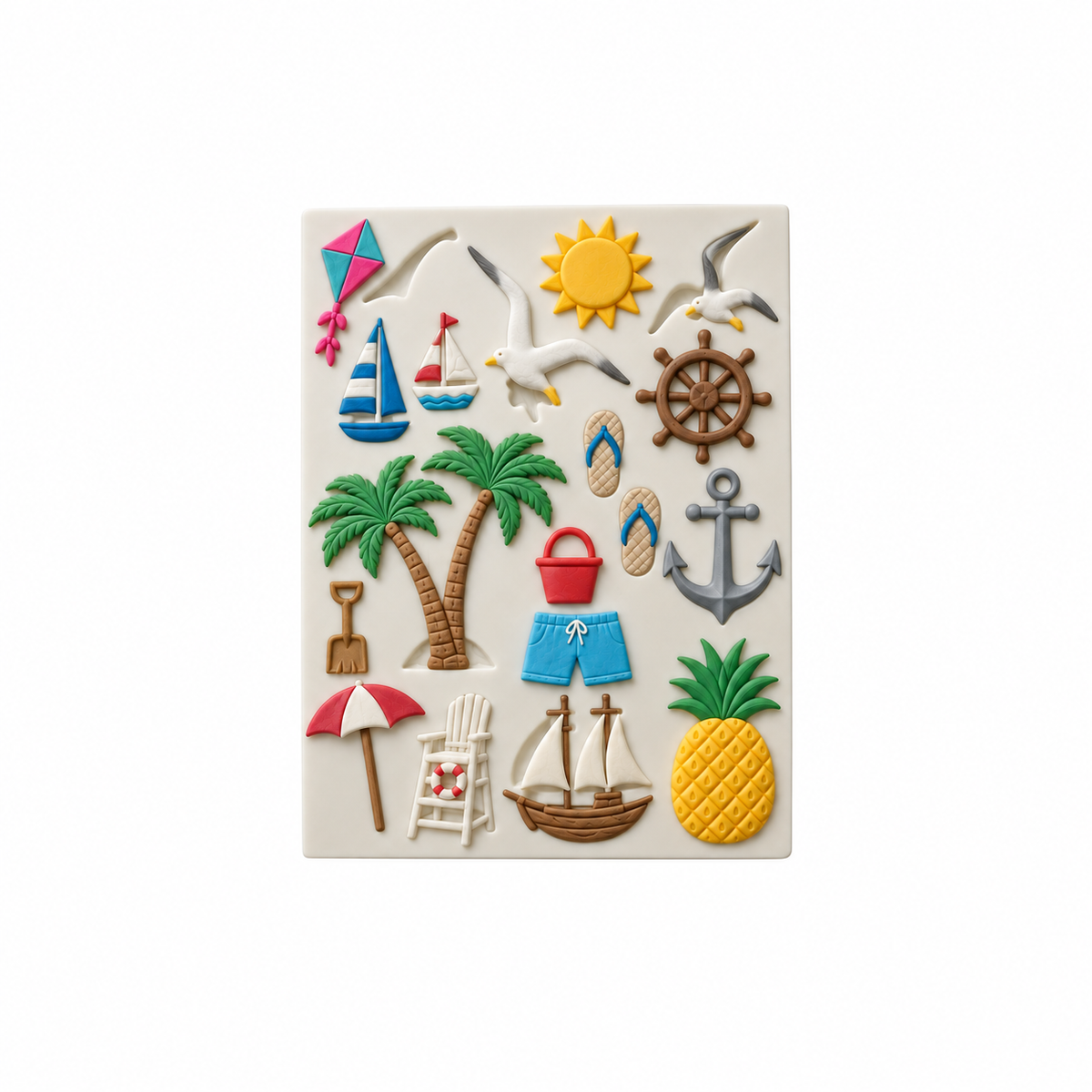 Summer Beach Kite Sun Sailboat Boat Seagull Anchor Ship Wheel Silicone Mold