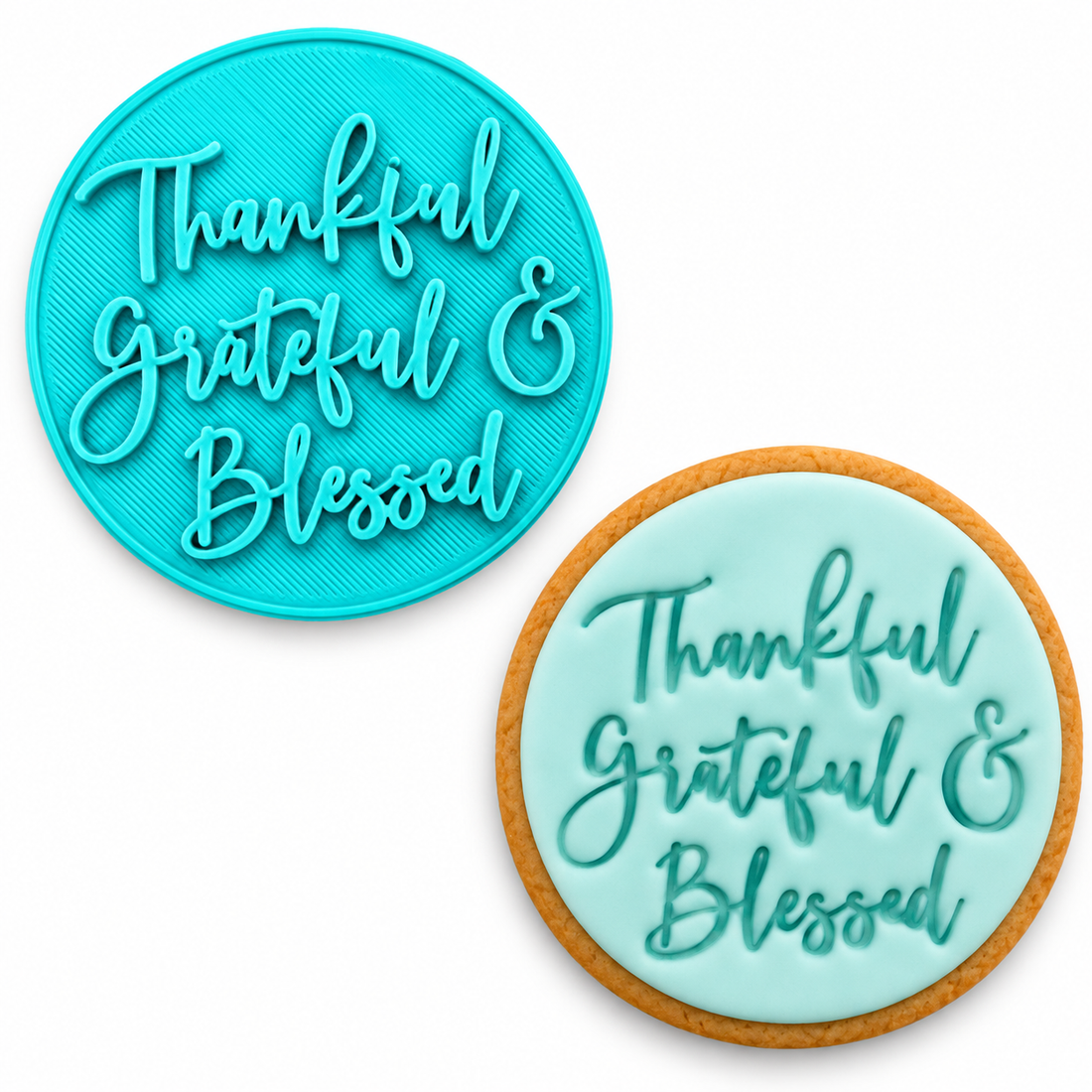 Thankful Grateful Blessed - Fondant Embosser Stamp