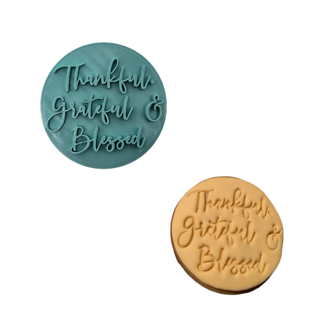 Thankful Grateful Blessed Thanksgiving Fondant Cookie Embosser Stamp Impression