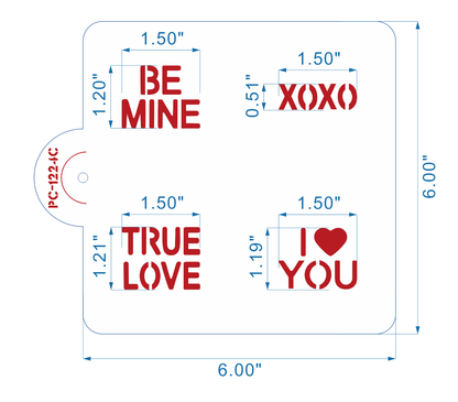 Be Mine Xoxo Love  I love You Stencil