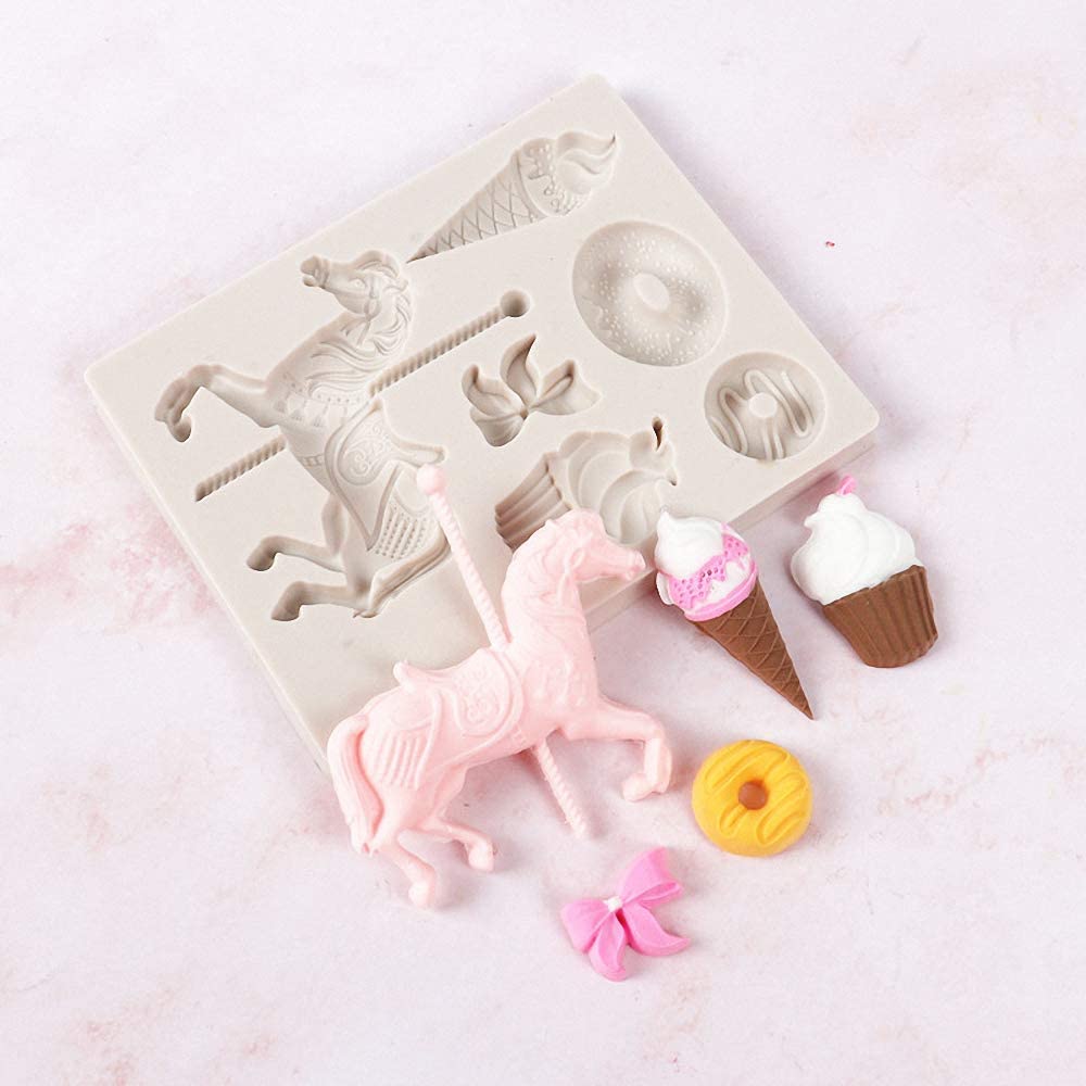 Carousel horse silicone mold for fondant cake 