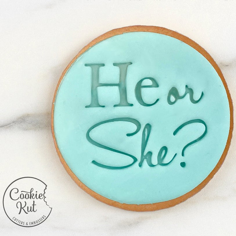 He or She Cookie Embosser Stamp